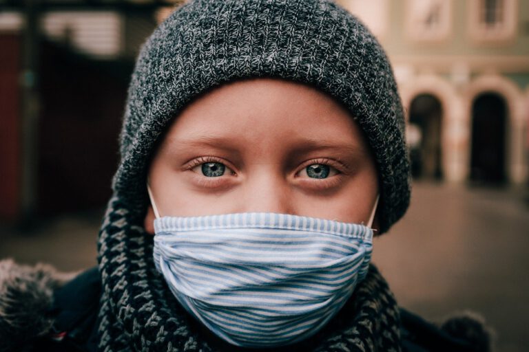 child, face mask, portrait